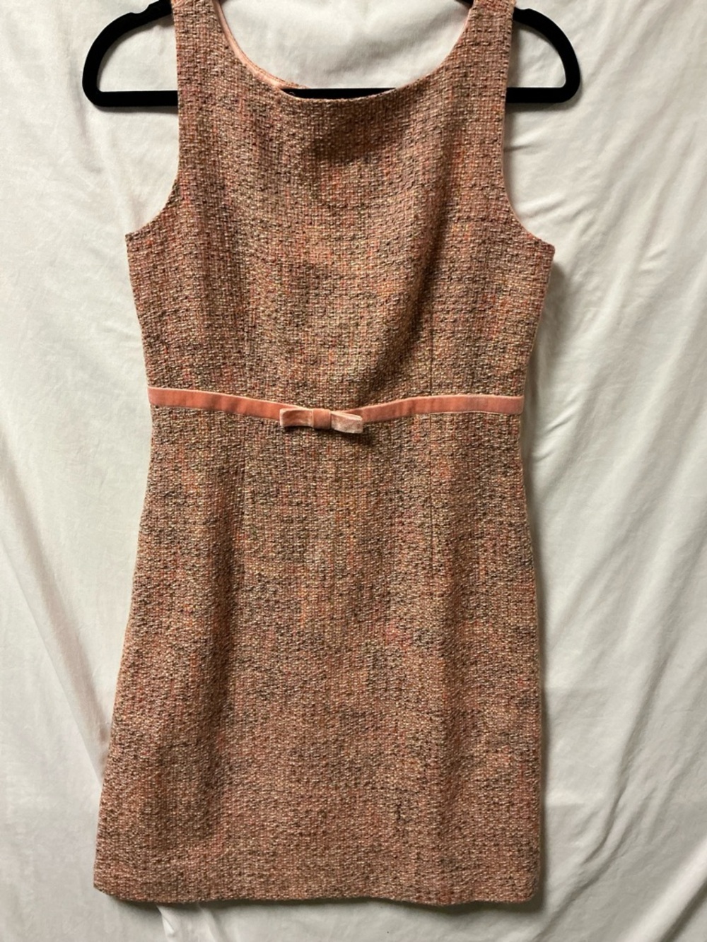 Y2K GAP Peach Multi-Tone Tweed Mini Dress with Waist Bow